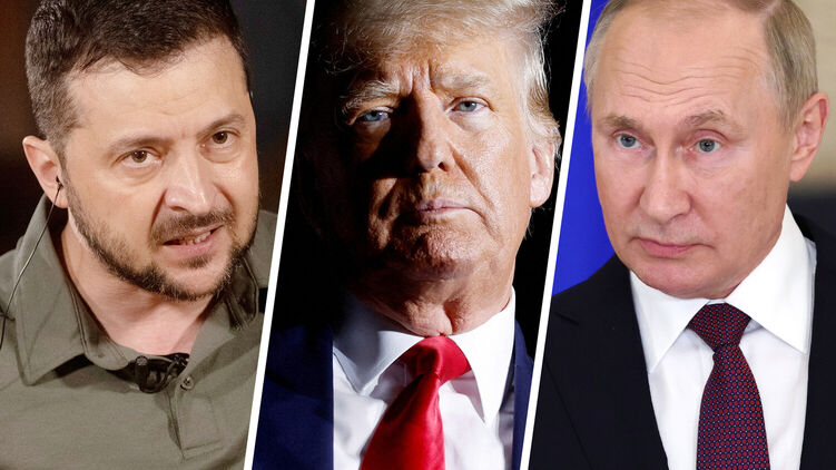 Владимир Зеленский, Дональд Трамп, Владимир Путин. Коллаж