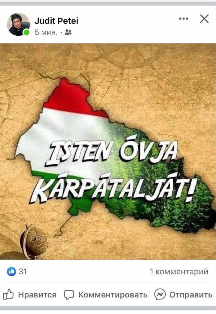 Депутат Закарпаття опублікувала карту регіону у кольорах прапора Угорщини