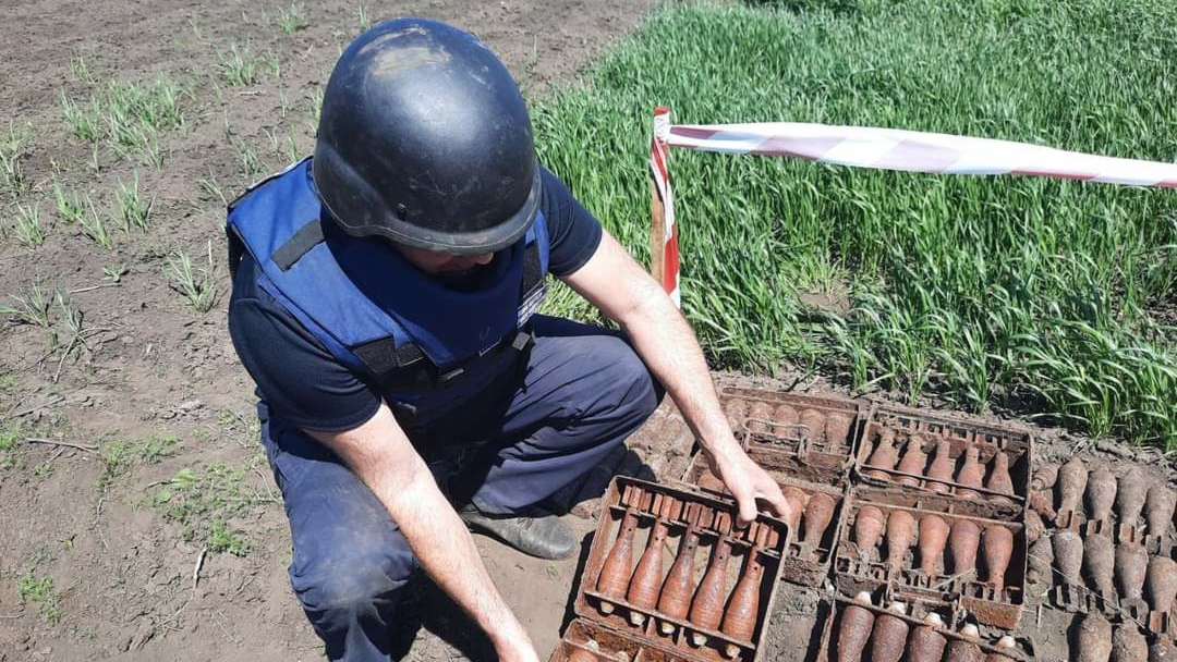 Мины времен ВОВ в огороде в селе Мироновка, Харьковская область