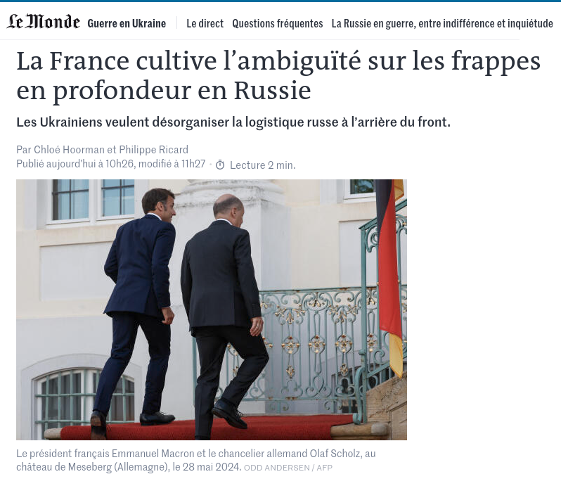 Снимок заголовка на lemonde.fr