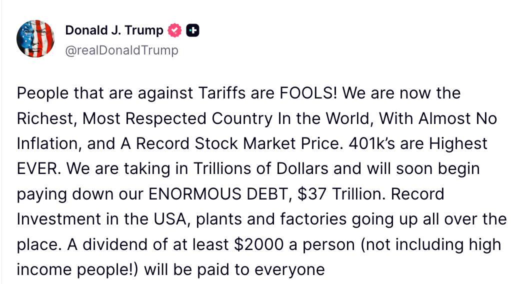 Трамп анонсував американцям виплати з доходів від торгових мит.