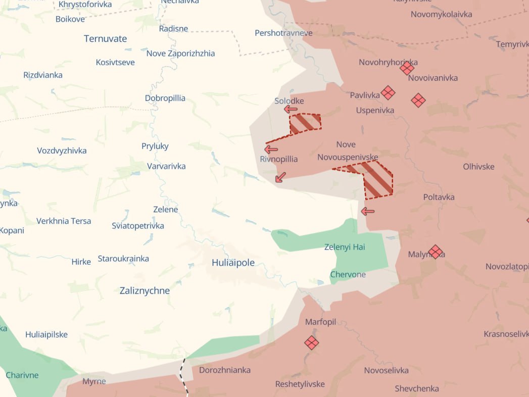 Карта бойових дій у Запорізькій області. Джерело - Deep State