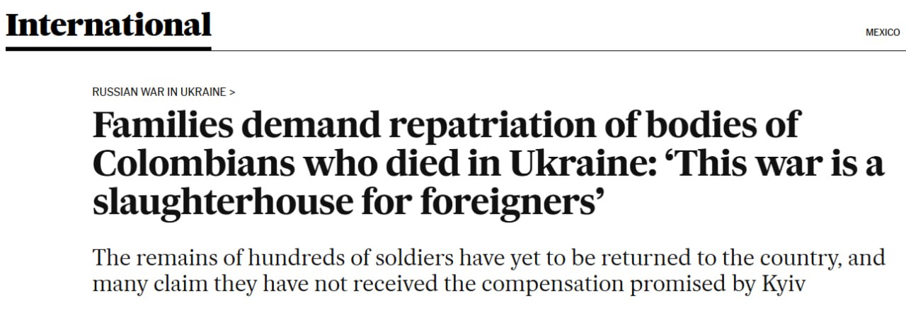Знімок заголовка на elpais.com – колумбійці розповіли про службу за контрактом у ЗСУ на війні з Росією