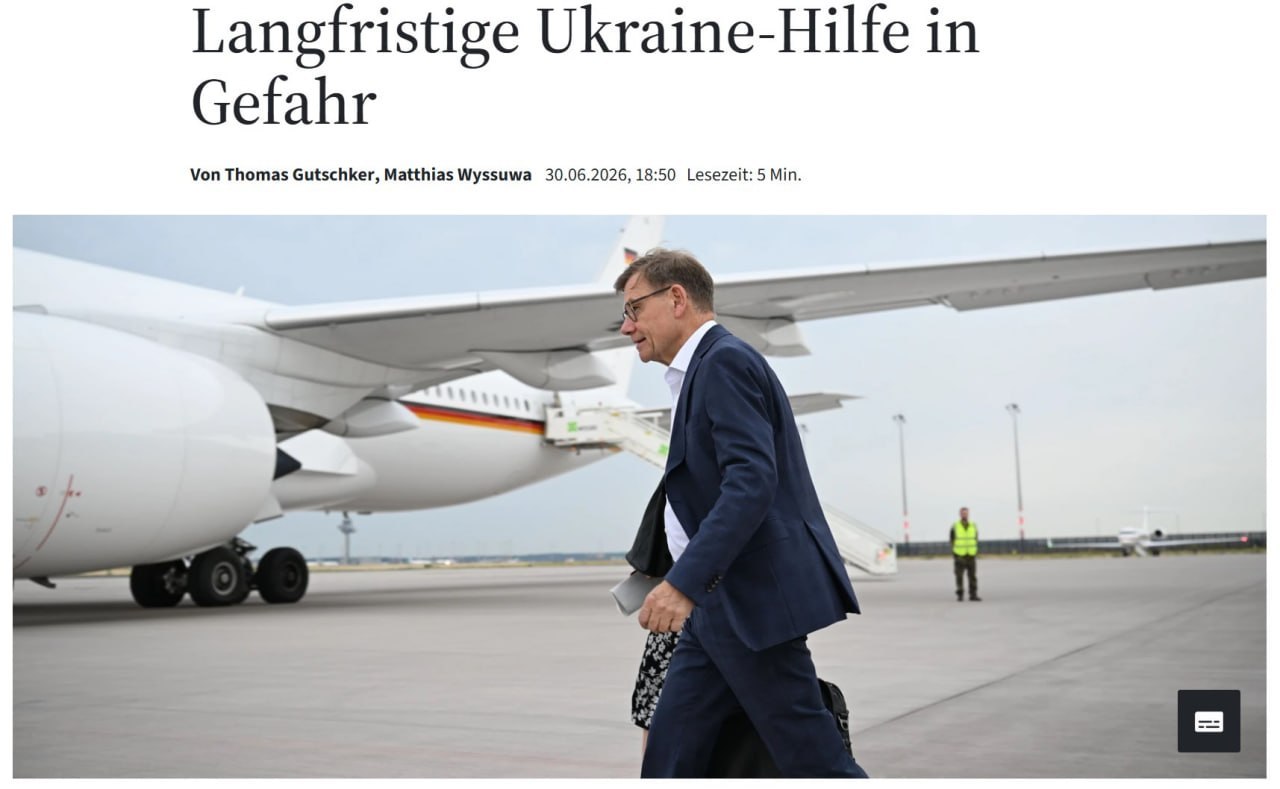 Знімок заголовка на faz.net &ndash; Через Італію довгострокова допомога Україні від НАТО під загрозою