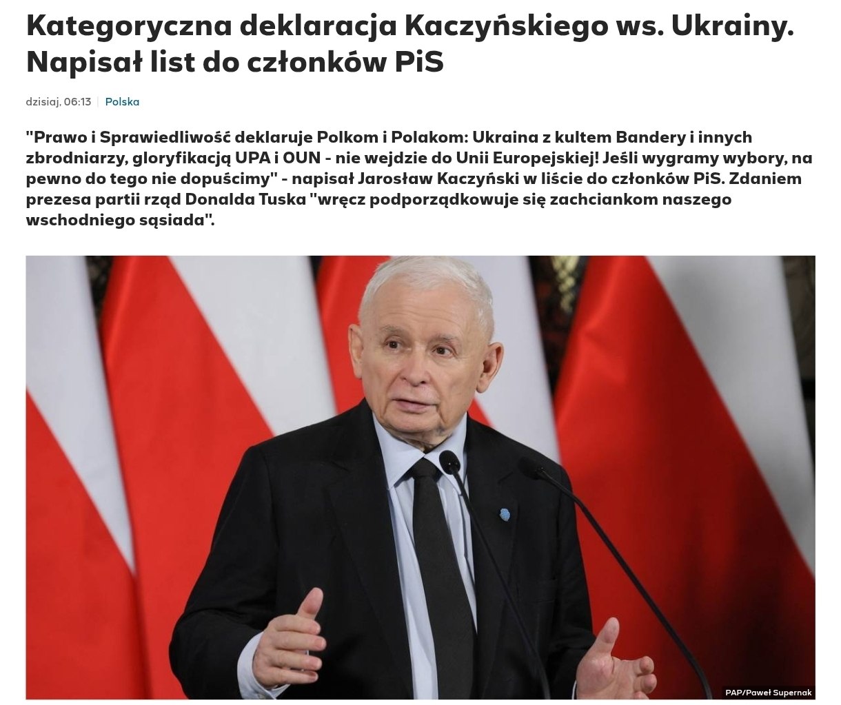Знімок заголовка на polsatnews.pl –