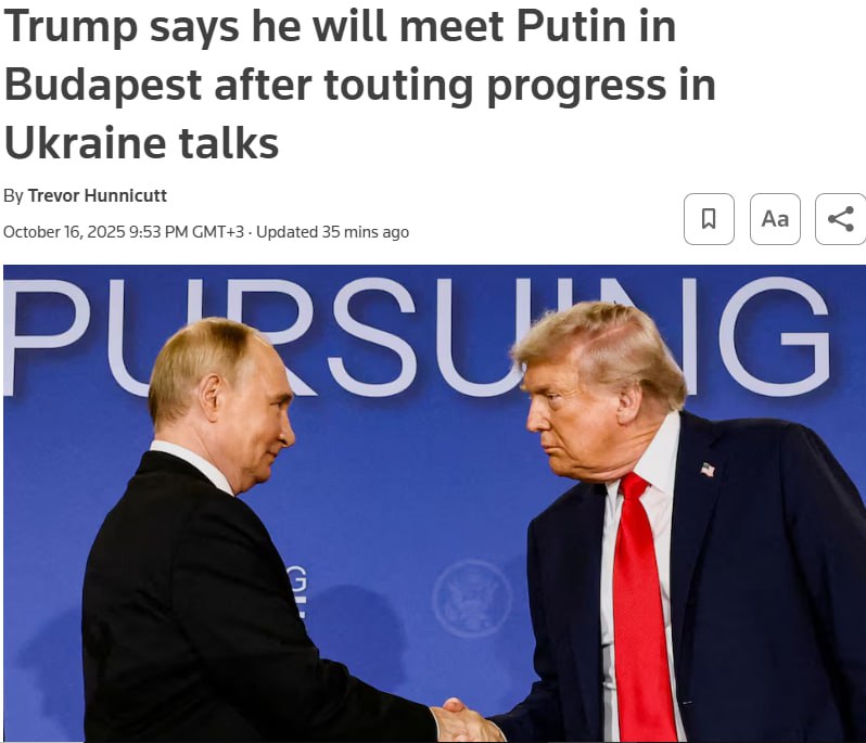 снимок заголовка на reuters.com - разговор Трампа с Путиным уменьшает вероятность поставок Украине дальнобойных ракет Tomahawk