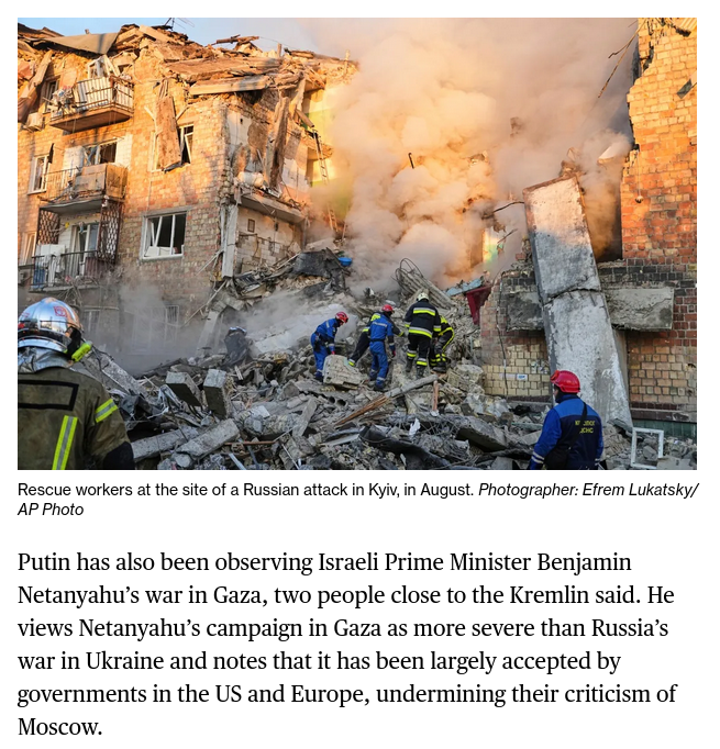Знімок заголовка на bloomberg.com/news/articles/2025-09-20/putin-decides-russia-can-step-up-ukraine-attacks-and-trump-won-t-act