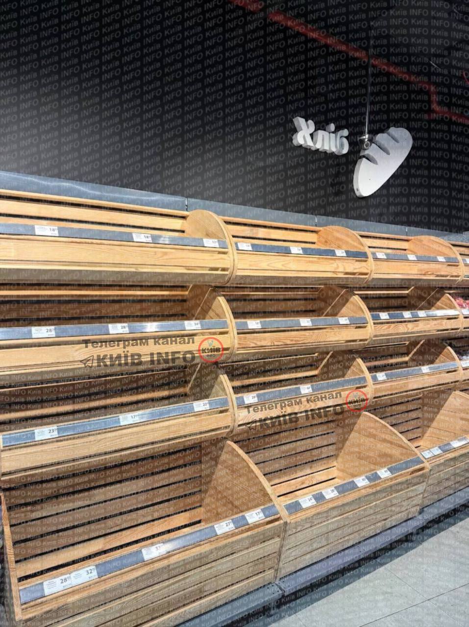 Фото (3) пусті полиці в магазині. Джерело - Телеграм