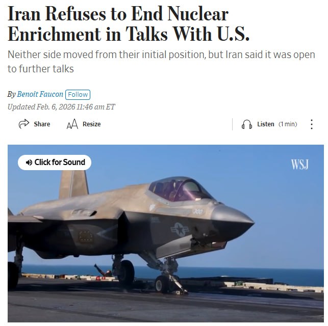 Знімок заголовку на wsj.com - Іран відмовився припинити збагачення урану на вимогу США